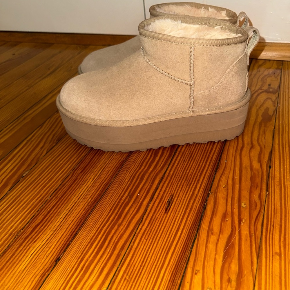 UGG Beige Platform Winter Boots